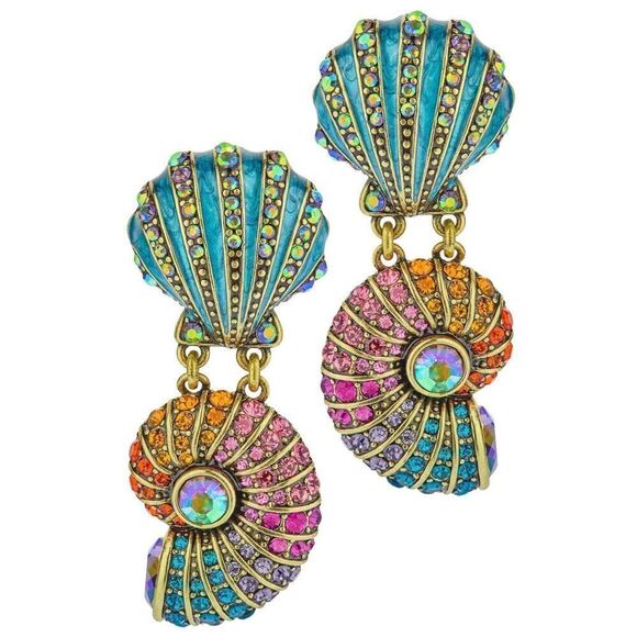 Rhinestone shell earrings M583 - Picture 1 of 5